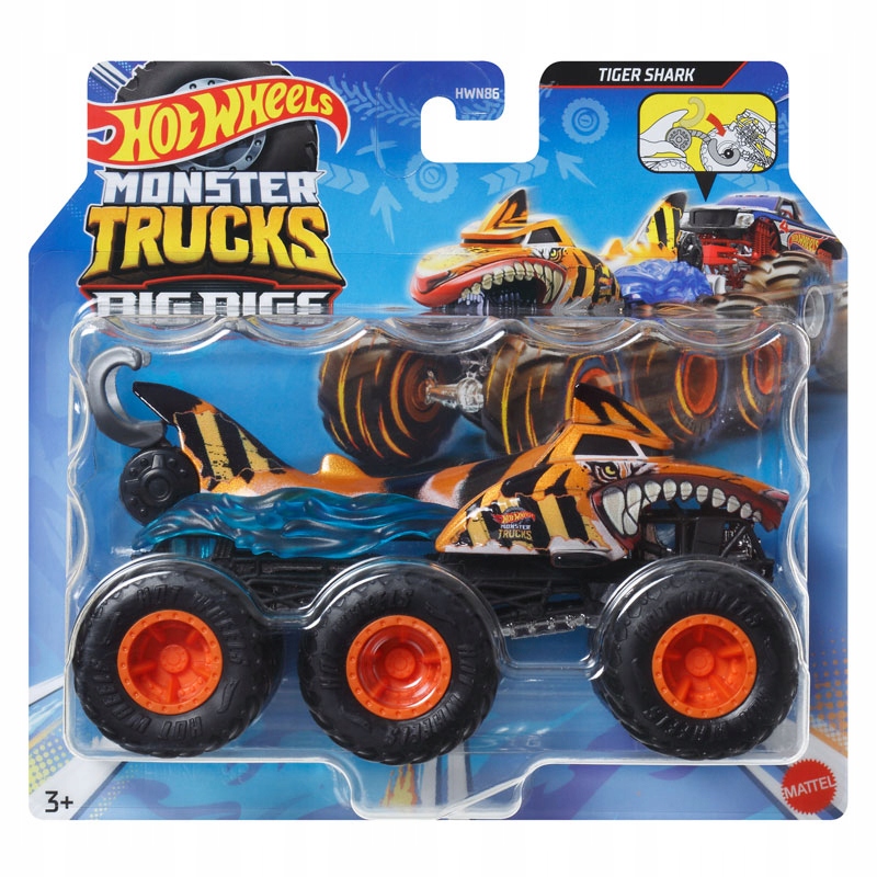 HOT WHEELS MONSTER TRUCK POJAZD Big Rigs Tiger Shark HWN86