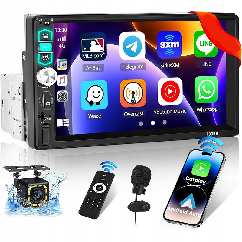 Radio samochodowe 7039B 1-DIN USB CarPlay Android Bluetooth