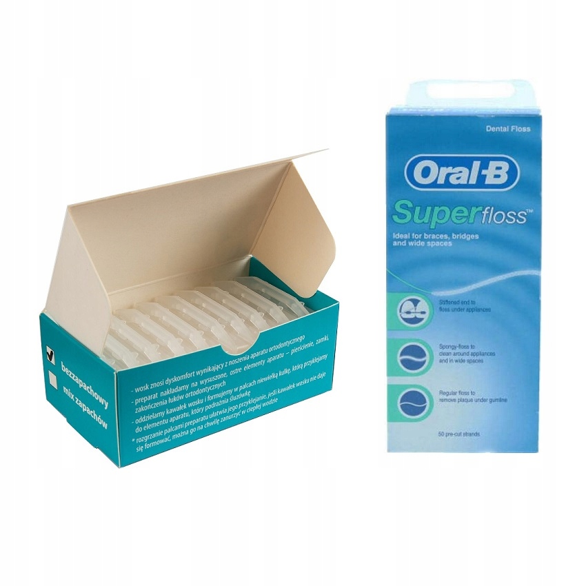 Wosk ortodontyczny bezzapachowy+ Oral-b Superfloss