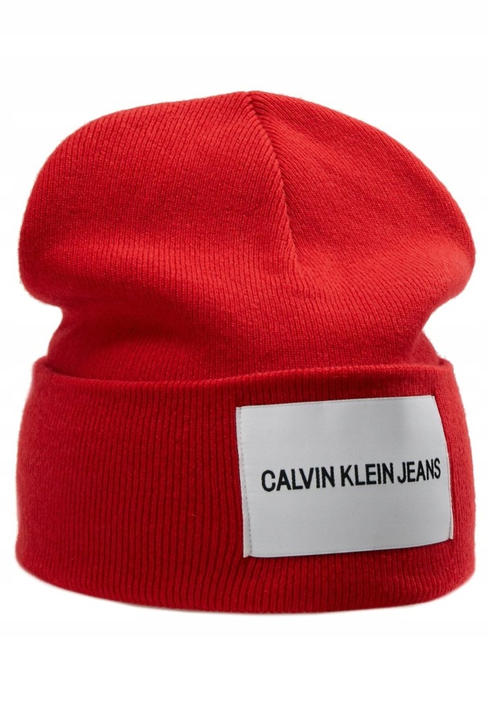 CALVIN KLEIN CZAPKA ZIMOWA BEANIE CZERWONA HIT !!