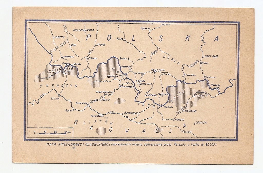 MAPKA SPISZA ORAWY I CZADECKIEGO -SPISZ ORAWA
