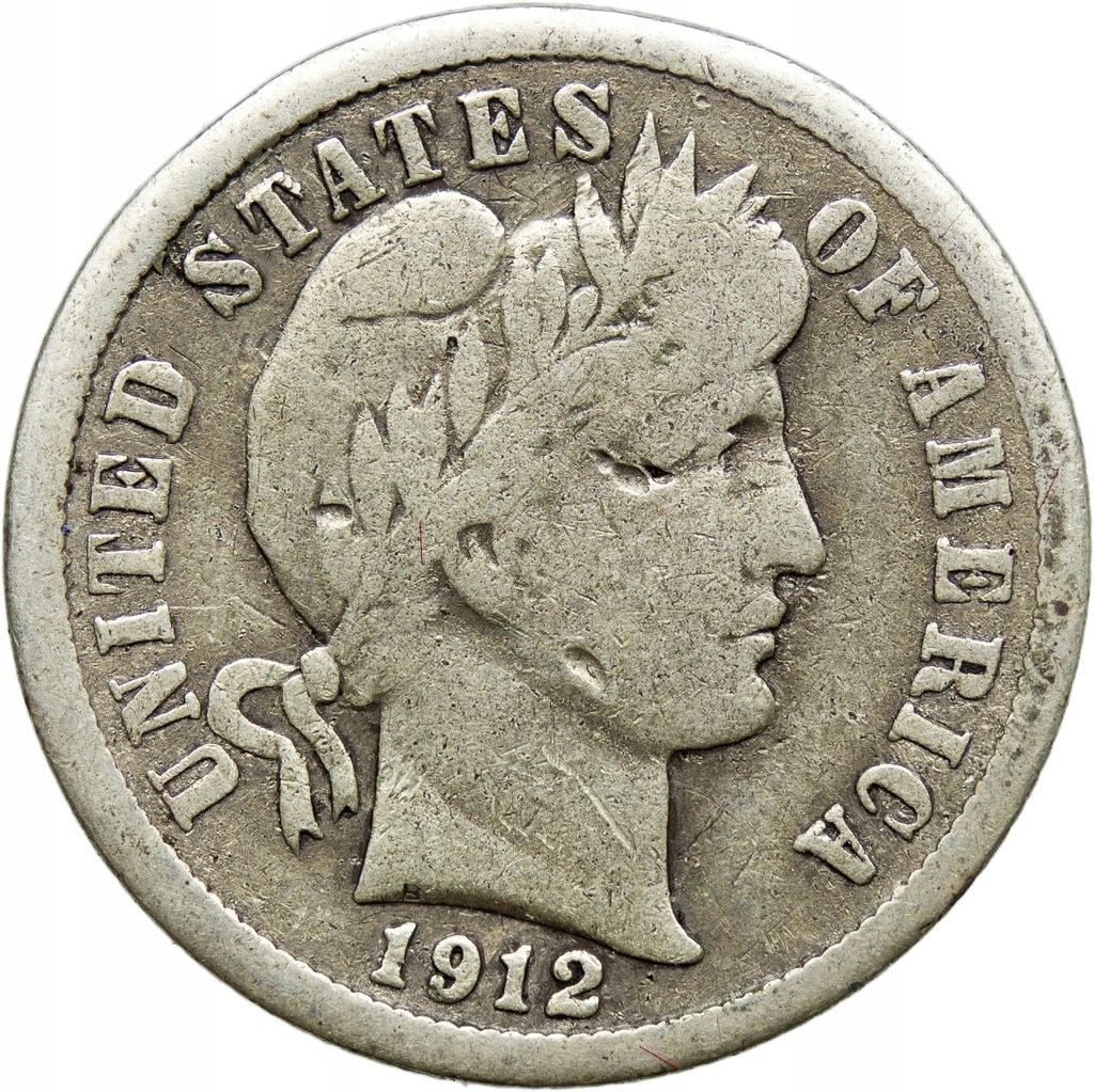 USA, 10 centów (dime) 1912, Barber, st. 3