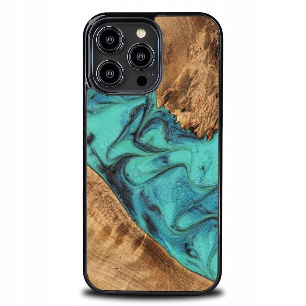 Etui z drewna i żywicy na iPhone 14 Pro Max Bewood Unique Turquoise