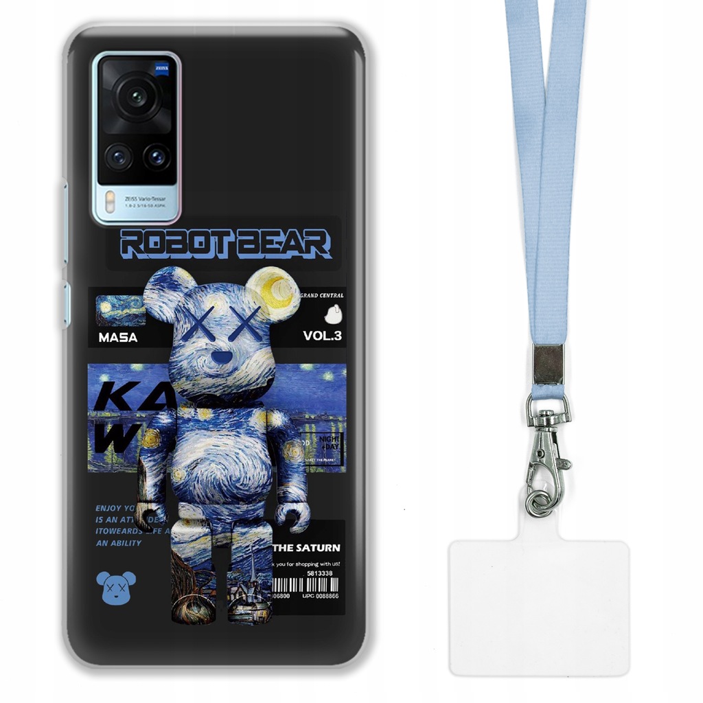 ETUI DO VIVO X60 OCHRONA CASE + SMYCZ SZARA KAWS DLA NASTOLATKÓW WZORY