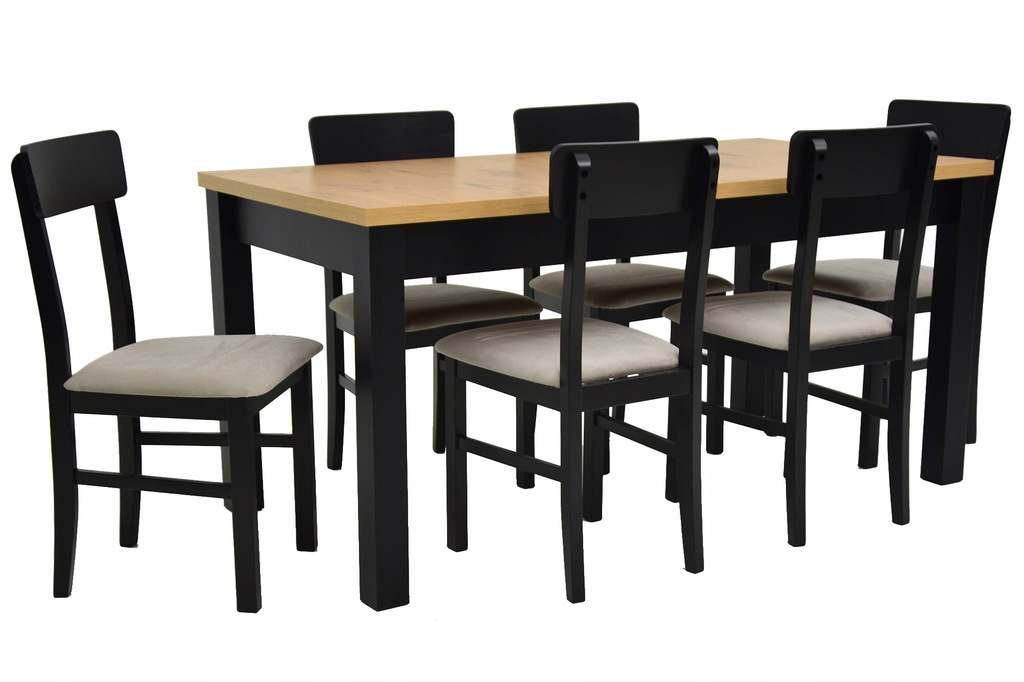 Stół 80x160/200 cm i 6 krzeseł LEO inne kolory