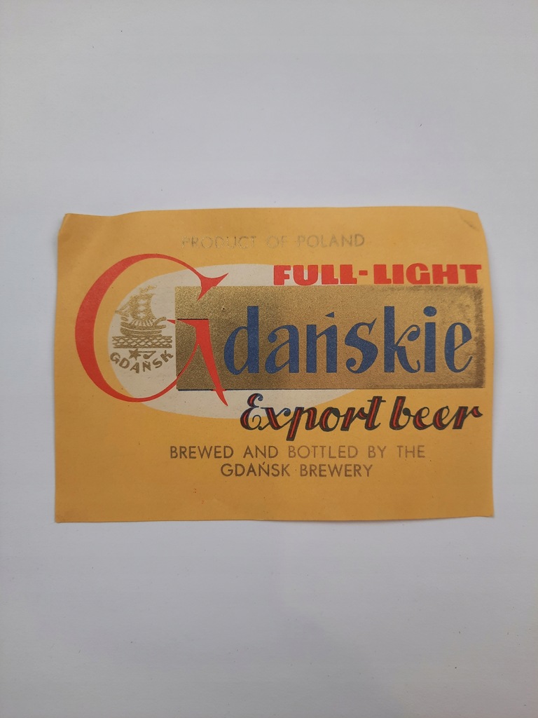 Etykieta piwo Gdańskie Browar Gdańsk