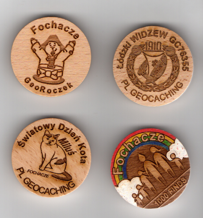 PWG (Polish Wood Geocoin) - zestaw 4 sztuk