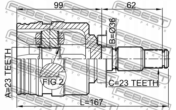 0111-SXA10RH PRZEGUB WEWNĘTRZNY PRAWY 23X36X23 FEBEST Febest 0111-SXA10RH