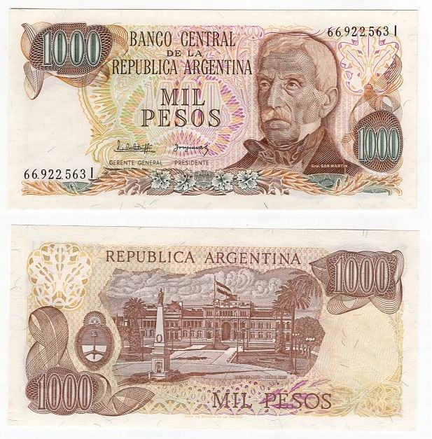 ARGENTYNA 1982-83 1000 PESOS