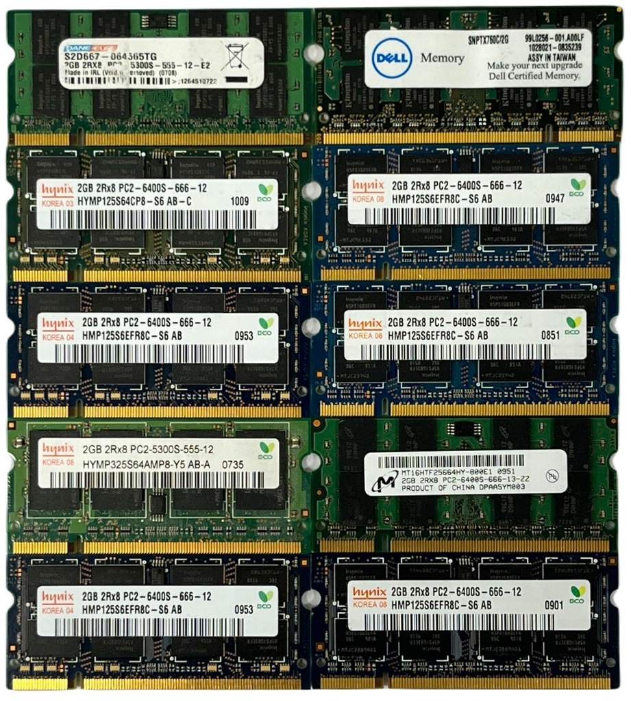 HURT PAKIET RAM 10 Szt HYNIX MICRON 2GB DDR2 1559