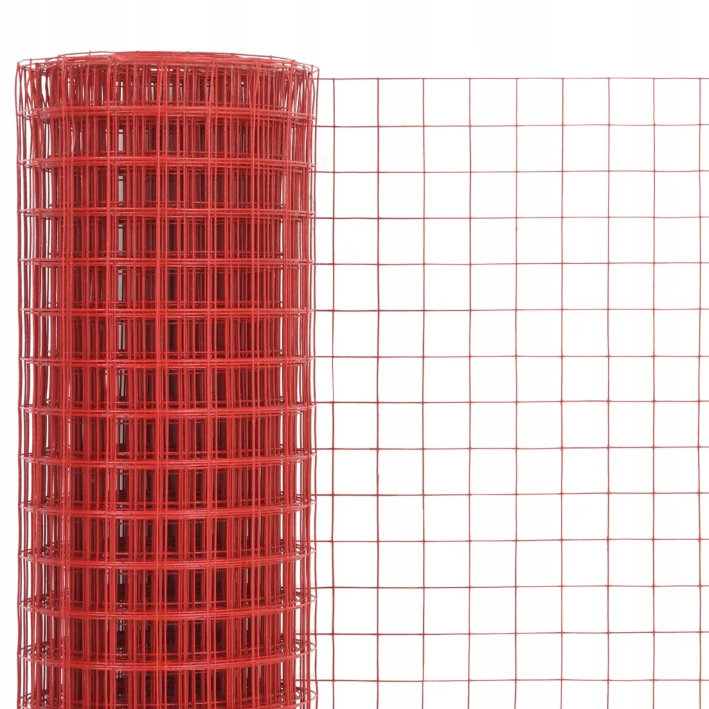 vidaXL Ogrodzenie z siatki, stal i PVC, 25x0,5 m, czerwone