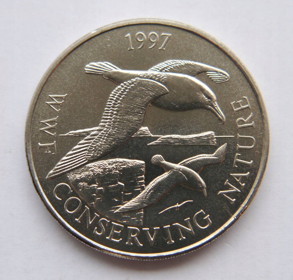 E631/ FALKLANDY 50 PENCE 1997 WWF PTAK RZADKA OD 1 ZŁ