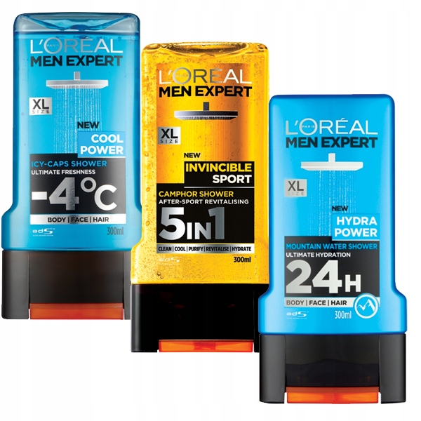 Żel pod prysznic L'Oreal Men 3x300 ml -Zestaw