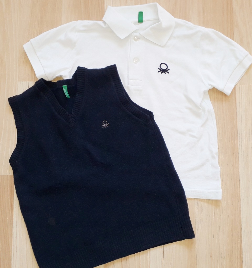 BENETTON polo + bezrękawnik kamizelka 104/110