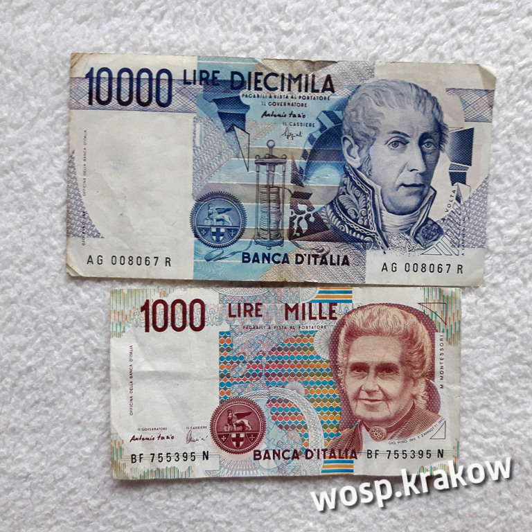 11000 lirów włoskich 2 banknoty - do kolekcji
