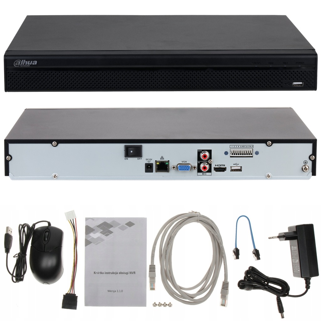 Rejestrator IP 16-kanałowy 2xHDD 16Mpx Dahua NVR4216-EI
