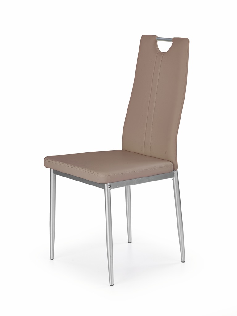 K202 krzesło cappucino tapicerowane z uchwytem eco skóra malowane proszkowo