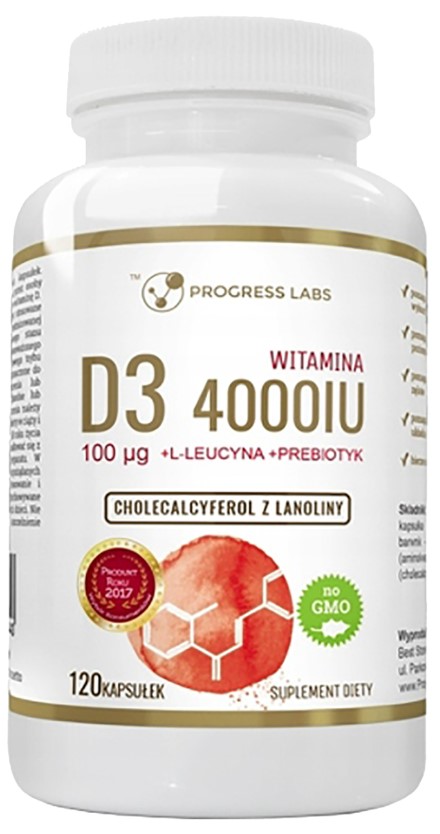 PROGRESS LABS Witamina D3 4000 IU Prebiotyk x120