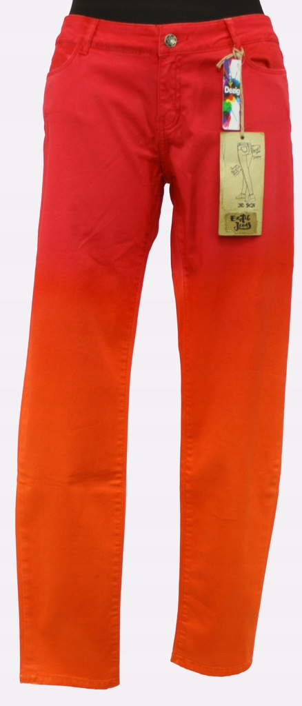 Spodnie jeansowe kolorowe DESIGUAL biodrówki 44