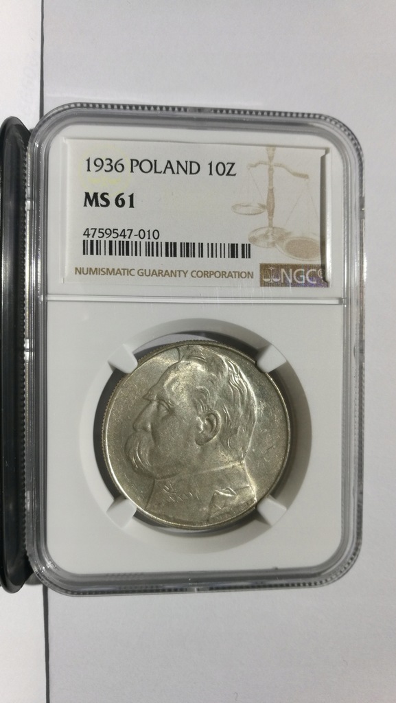 10 zł Józef Piłsudski 1936 rok NGC MS61