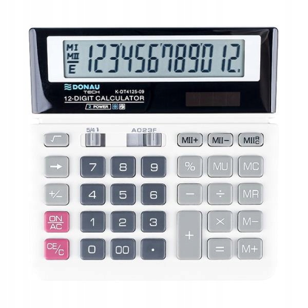 Kalkulator biurowy Donau Tech K-DT4125 12 cyfr, funkcja pierwiastka biało-c