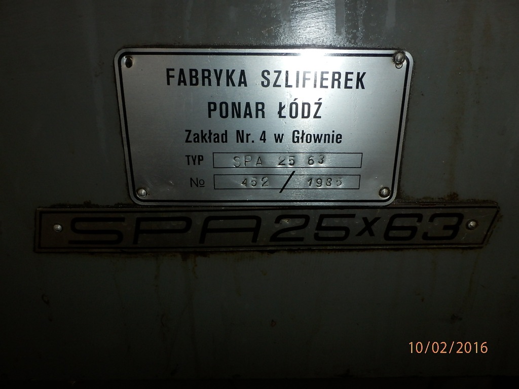 Szlifierka do płaszczyzn SPA-25/63 1985rb/Polska