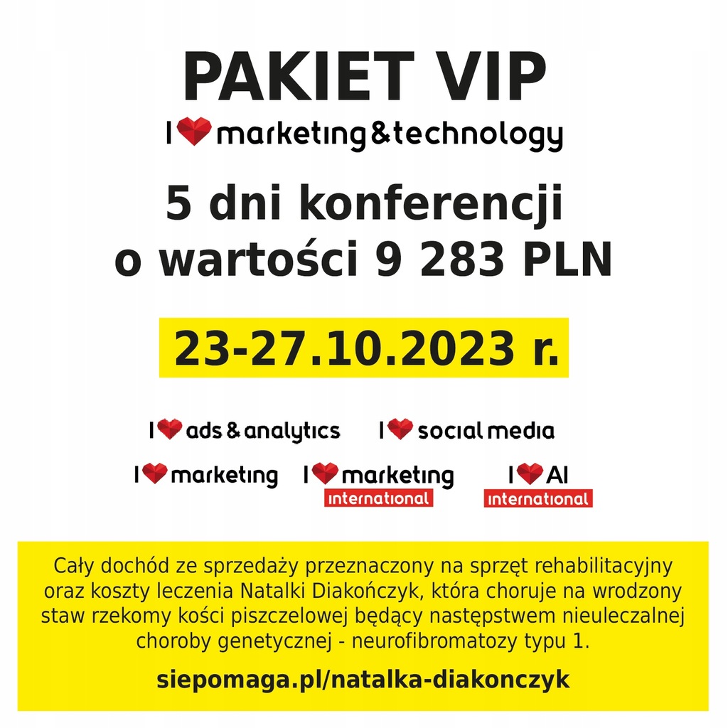 Voucher na konferencje marketingową - Aukcja charytatywna dla Natalki