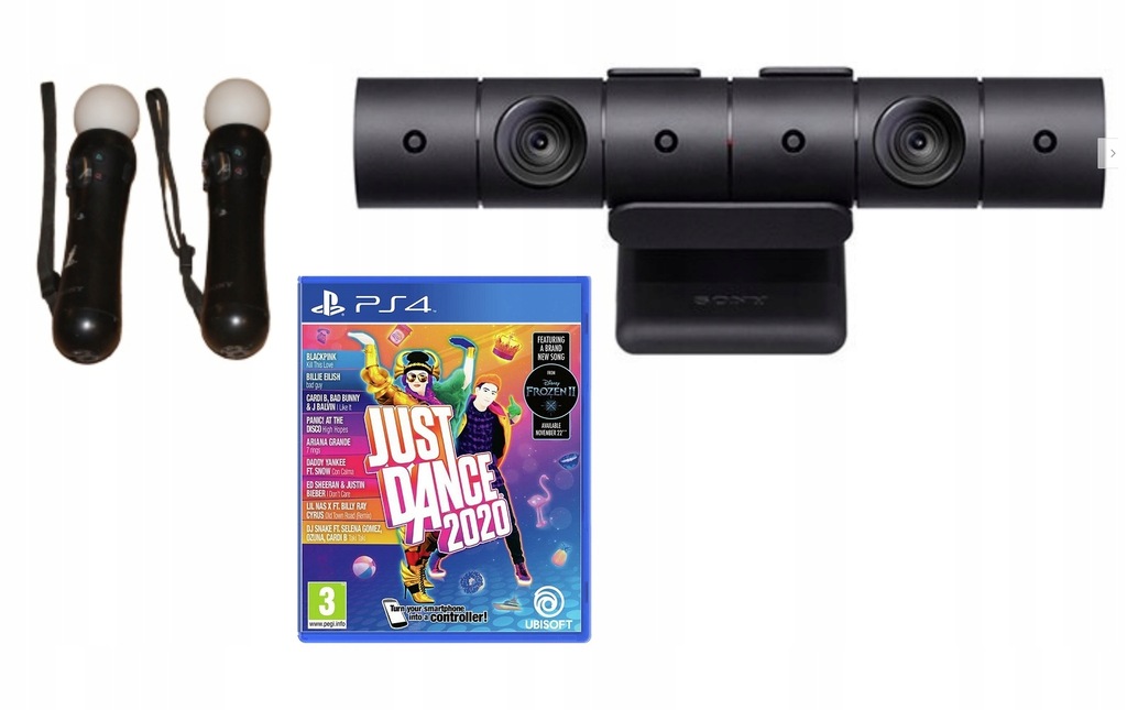 2X KONTROLER MOVE + KAMERA V2 +JUST DANCE 2020 PS4