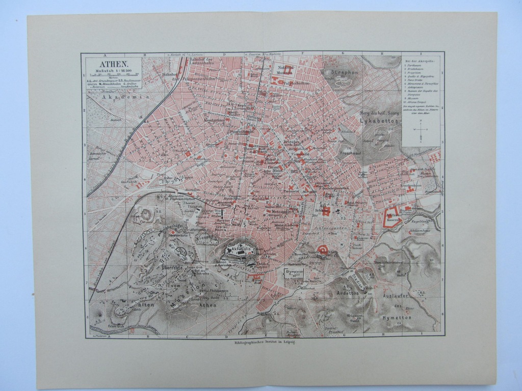 GRECJA ATENY plan miasta 1908 r.