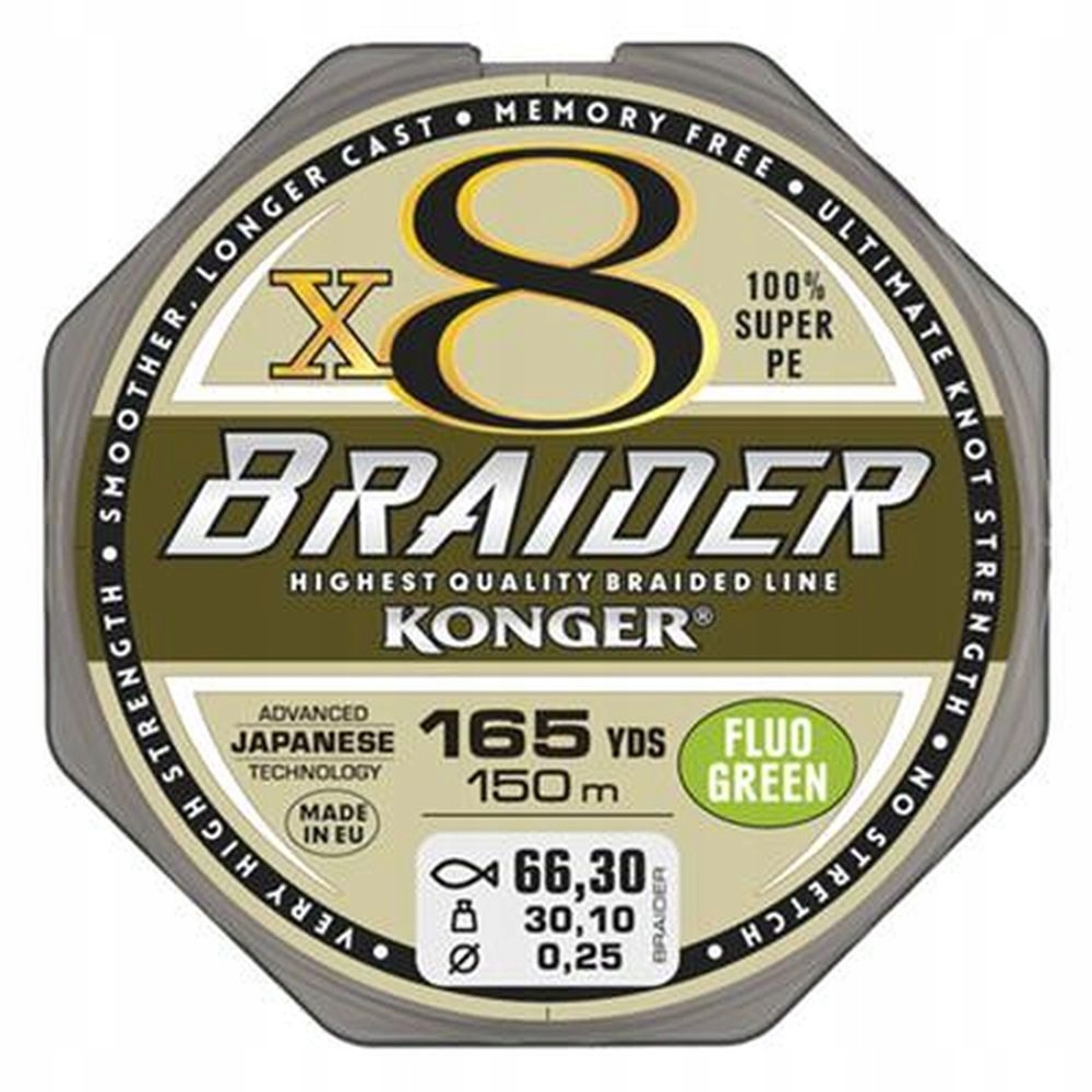 PLECIONKA KONGER BRAIDER X8 0,06/150m FLUO GREEN
