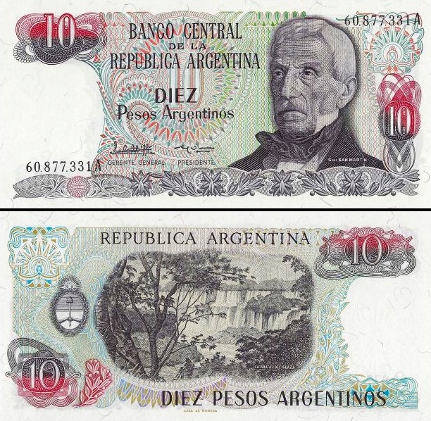 ARGENTYNA - 10 PESOS - 1983 - P313 - UNC + GRATIS *NN