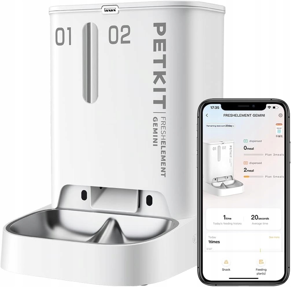 PETKIT Automatyczny Podajnik 5L, 2 Miski, 1–10 Posiłków - POWYSTAWOWY!!!!!!