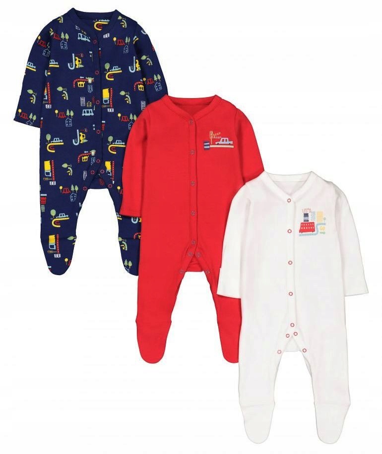 MOTHERCARE pajacyk miasto auta 3 szt. 62 1-3m