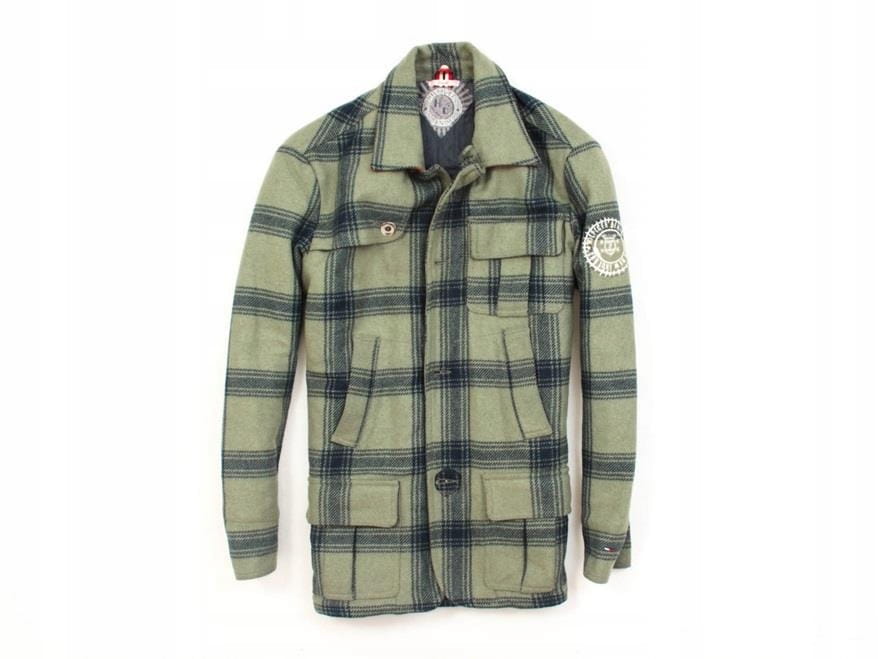 *D Tommy Hilfiger Kurtka Wełniana Męska Krata r S