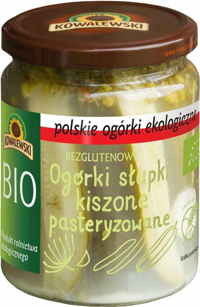 OGÓRKI KISZONE SŁUPKI BIO 480g (250g) - KOWALEWSKI