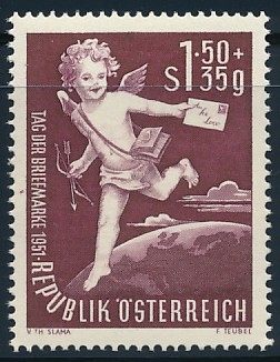 AUSTRIA 1952 DZIEŃ ZNACZKA AMOR Mi.72 ** 25€ BCM