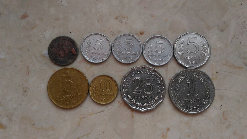 Argentyna Centavos, Pesos różne nominały 9szt.