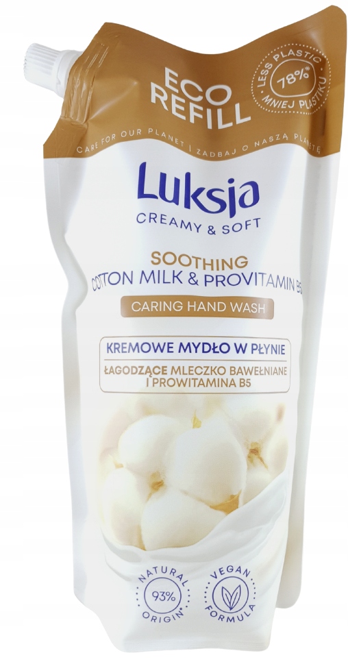 LUKSJA MYDŁO W PŁYNIE 900ml MLECZKO BAWEŁNIANE