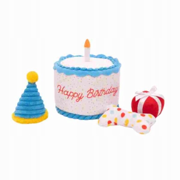 ZippyPaws Tort – pluszowa norka na urodziny z 3 piszczałkami