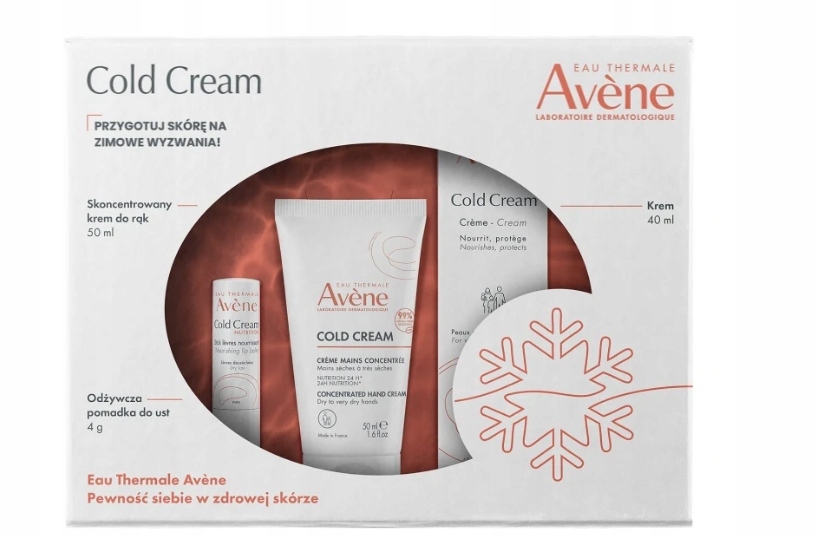 Avene Cold Cream Zestaw (krem + krem do rąk + pomadka)