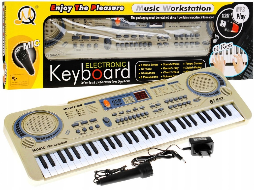 ORGANY KEYBOARD 61 KLAWISZY USB MIKROFON