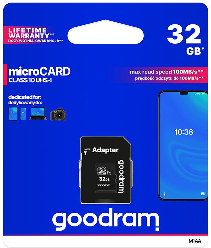 OUTLET Karta pamięci Micro SDHC 32 GB + Czytnik Adapter SD Mikro UHS 32GB