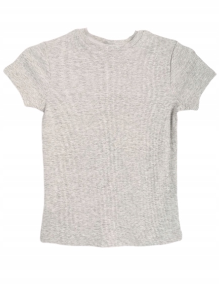 T-shirt GEORGE 116 szary melanż bawełna prążkowana
