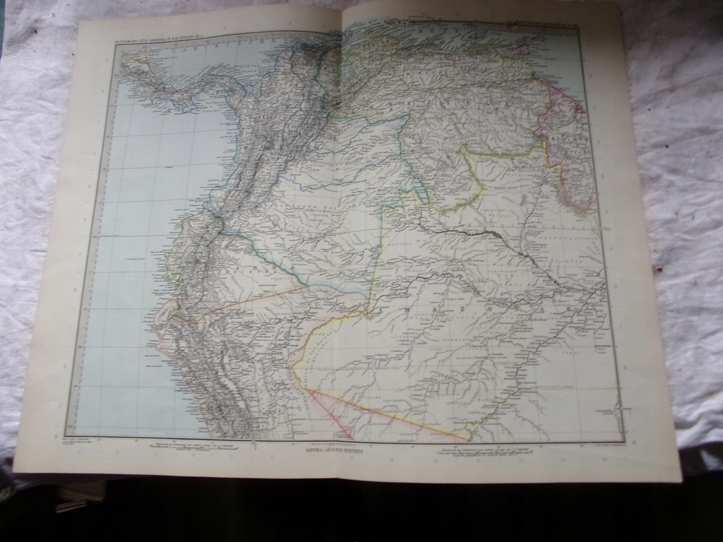 mapa WENEZUELA EKWADOR 50 x 40 cm 1870