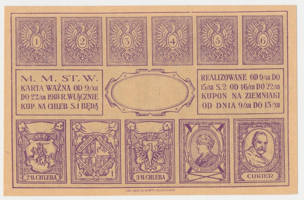 3593. Warszawa, kartka na żywność 1918 - okres 83