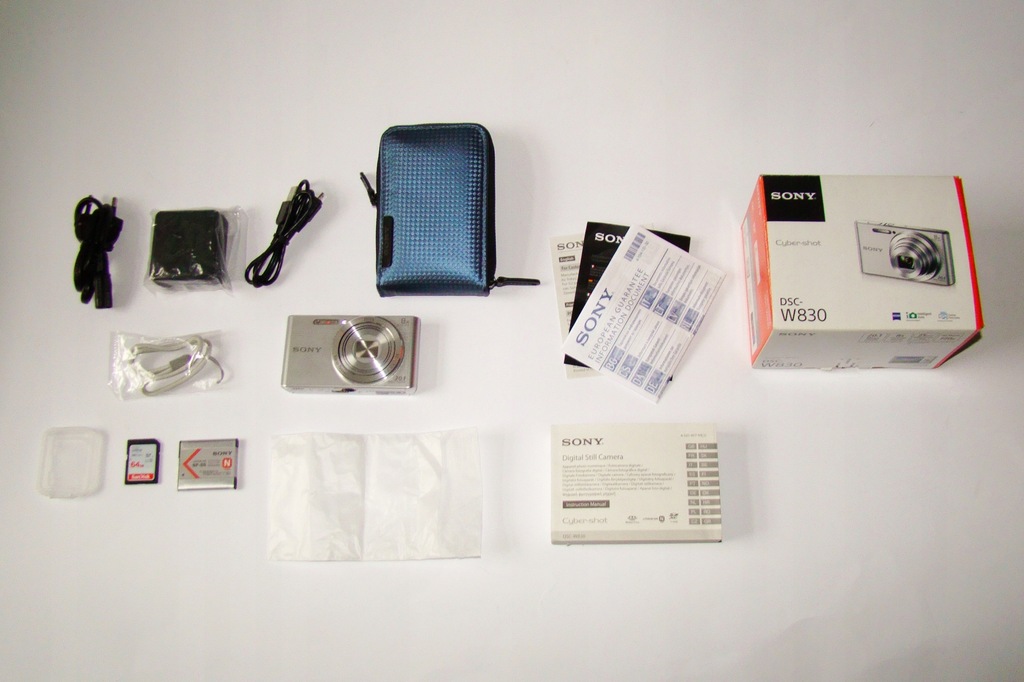Aparat SONY DSC W830 Pudełko komplet SD 64GB San Disk ULTRA+Etui SONY