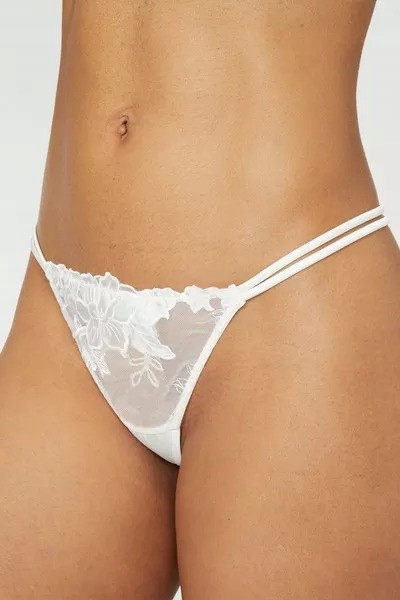 BIAŁE MAJTKI STRINGI SIATECZKA HAFT LILIA SATYNA GORGEOUS 36