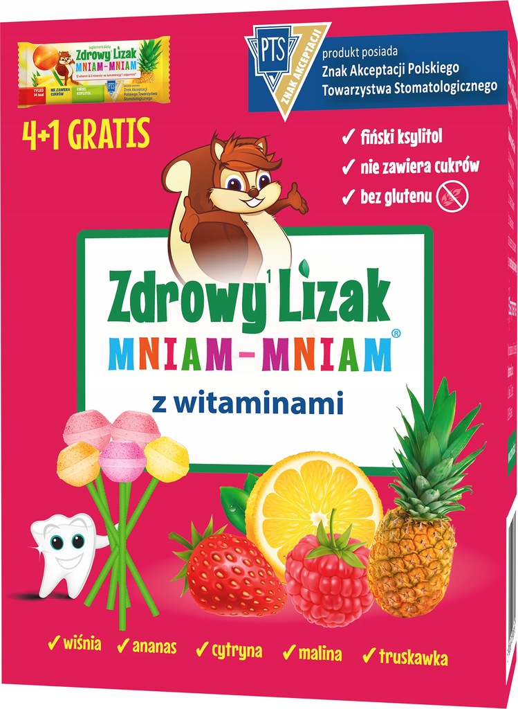 Zdrowy Lizak Mniam Mniam Z Witaminami Owocowy 4+1