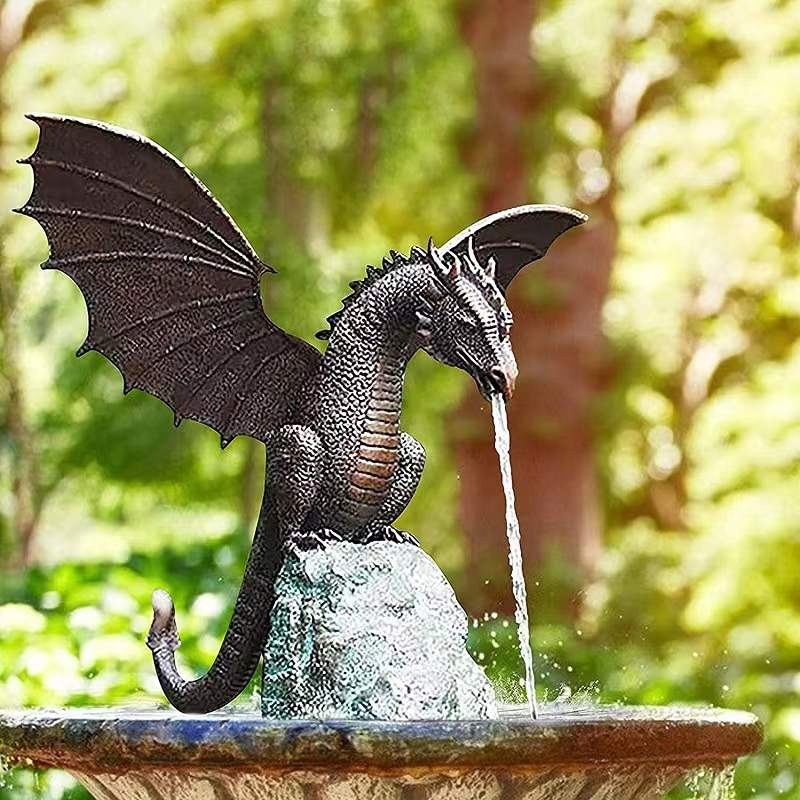 Kreatywna rzeźba ogrodowa fontanna w sprayu smok