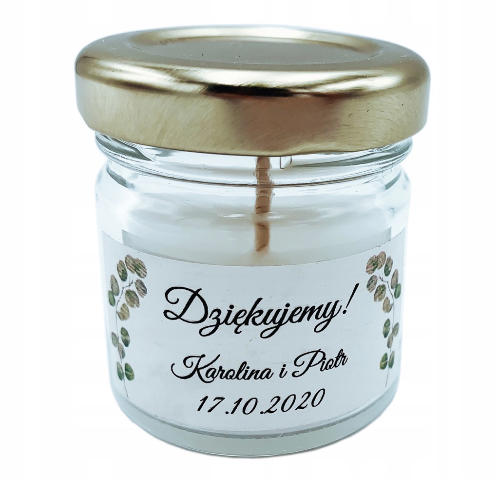 ŚWIECZKA w SŁOIKU PODZIĘKOWANIE dla gości na WESELE ŚLUB UPOMINEK PREZENT